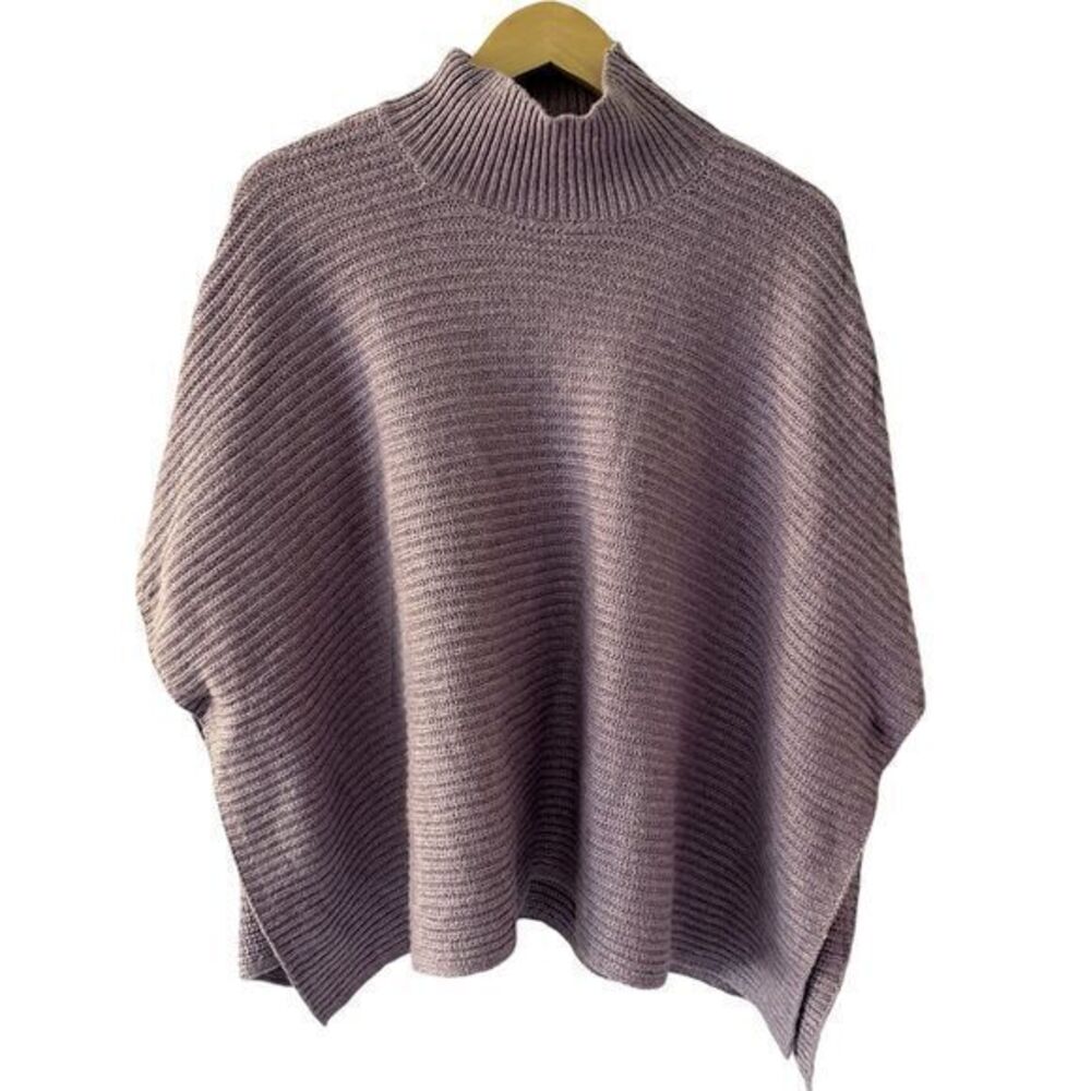 J. Jill Oversized Purple Acrylic Ribbed Crew Neck Poncho Size S/L One Size NWT